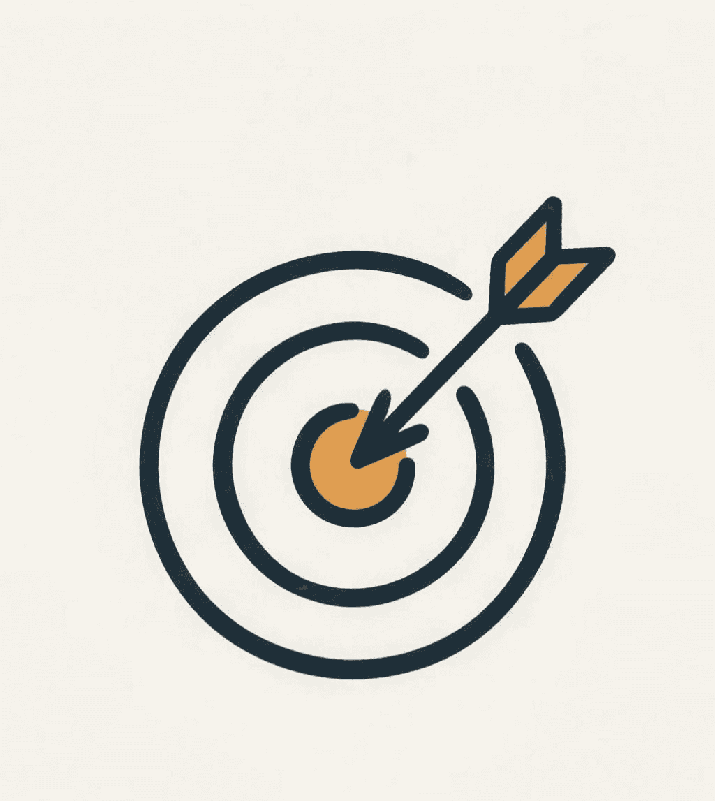 Marker-doodle icon of an arrow hitting a target