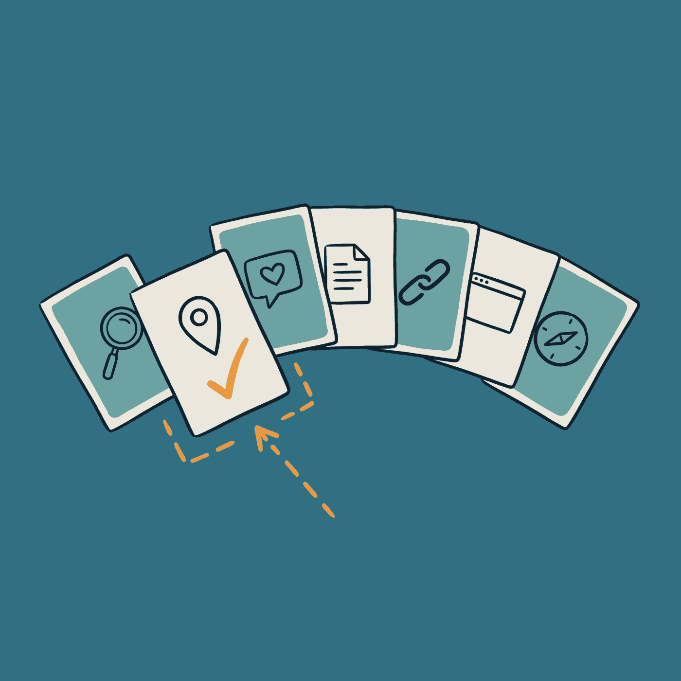 A fan of marketing service cards with one picked as the place to start