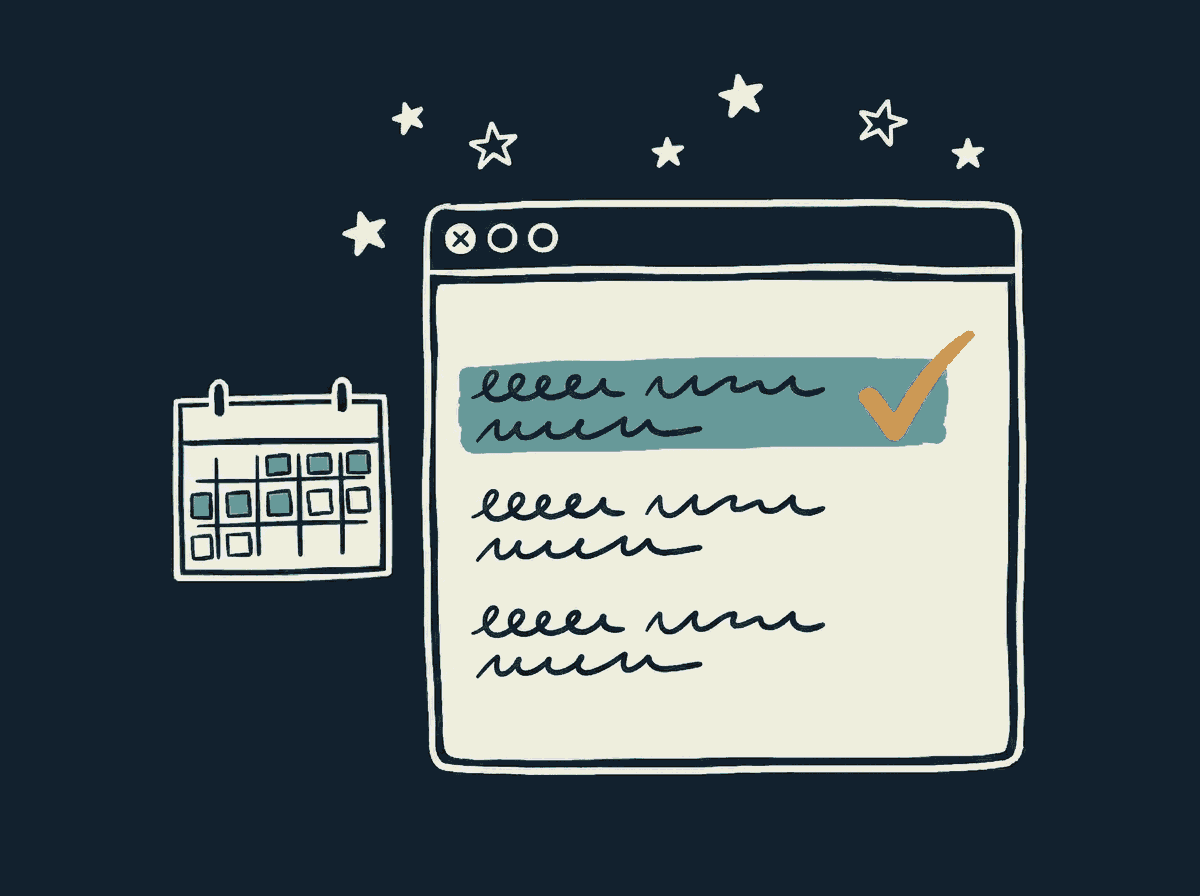 search results list with top result highlighted illustration